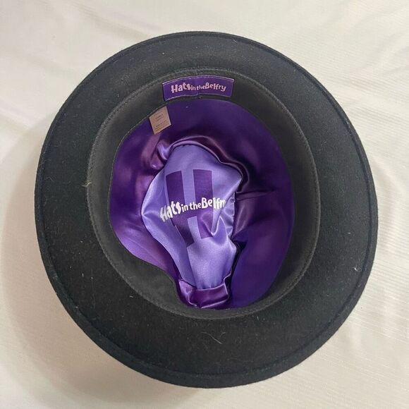 Hats In The Belfry Black Wool Hat With Feather Size Large - Picture 6 of 8